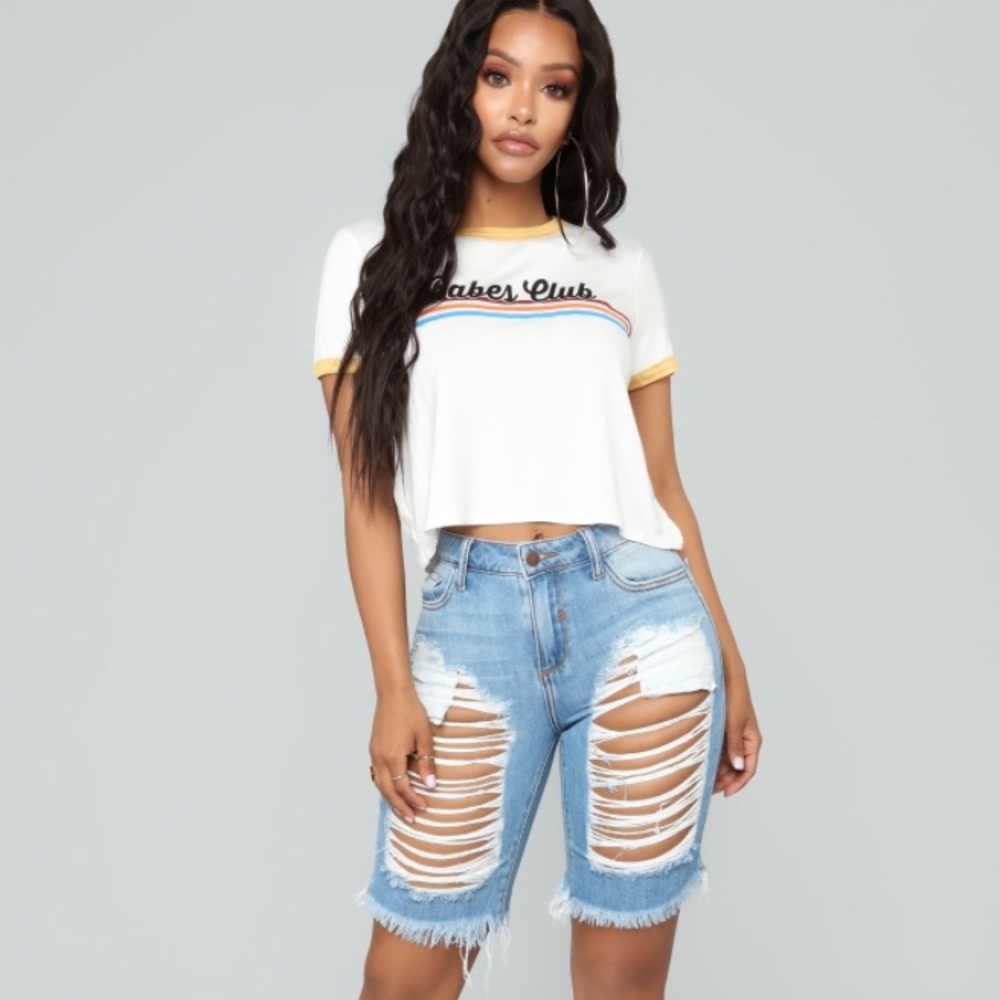 Summer Hustle Distressed Denim Bermuda Shorts